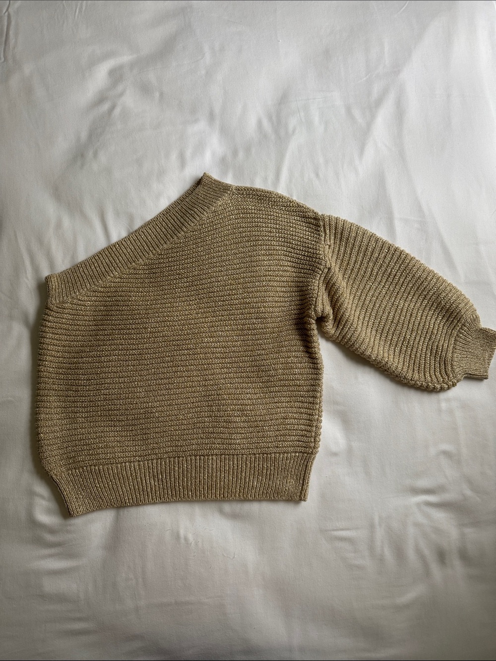 Mango | Women's Cropped Knit Sweater in Gold | Size: S